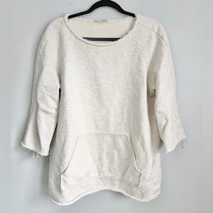 Ann Mashburn Size L • Wide Neck Cotton Sweatshirt Gray Heather.